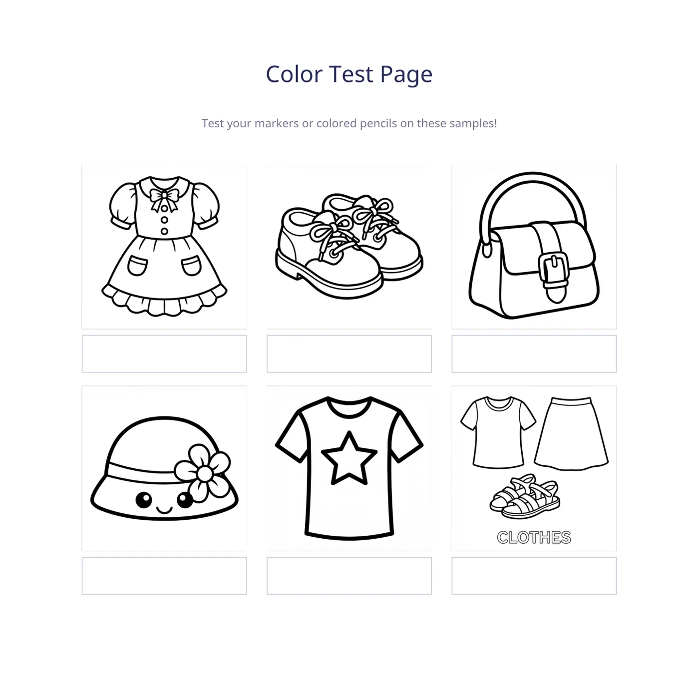 Color test page sample from Chic Styles